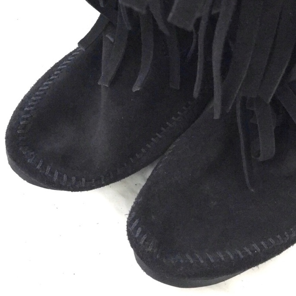 Minnetonka 3 Layer Fringe Boots Black Size 7 - image 7